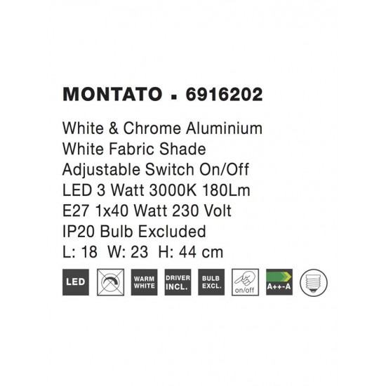Aplica MONTATO Nova Luce Modern, Led/E27, 6916202, Grecia