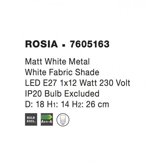 Veioza ROSIA Nova Luce Modern, E14, 7605163, Grecia