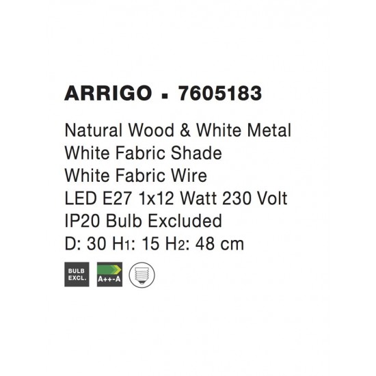 Veioza ARRIGO Nova Luce Modern, E27, 7605183, Grecia