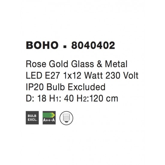 Pendul BOHO Nova Luce Modern, E27, 8040402, Grecia