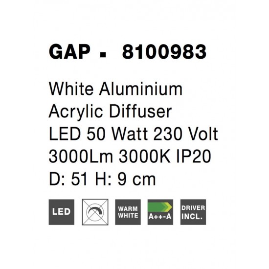 Plafoniera GAP Nova Luce Modern, Led, 8100983, Grecia