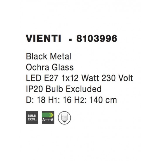 Pendul VIENTI Nova Luce Modern, E27, 8103996, Grecia