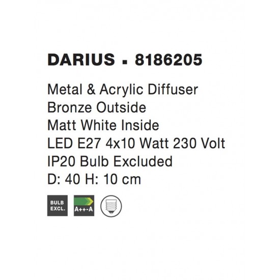 Plafoniera DARIUS Nova Luce Modern, E27, 8186205, Grecia