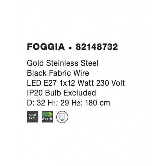 Pendul FOGGIA Nova Luce Modern, E27, 82148732, Grecia