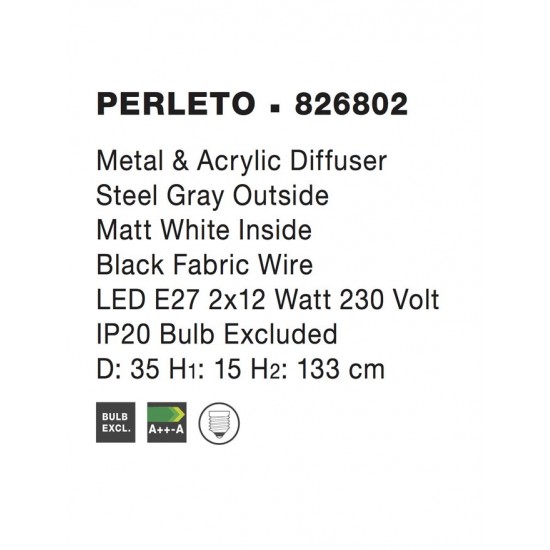 Pendul PERLETO Nova Luce Modern, E27, 826802, Grecia
