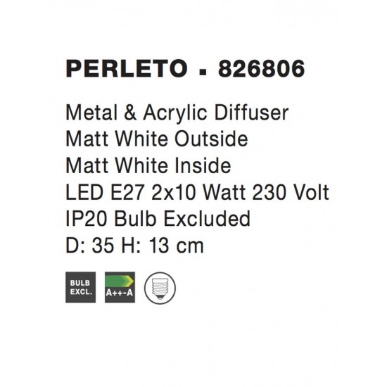 Plafoniera PERLETO Nova Luce Modern, E27, 826806, Grecia