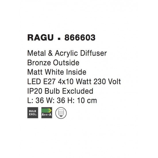 Plafoniera RAGU Nova Luce Modern, E27, 866603, Grecia