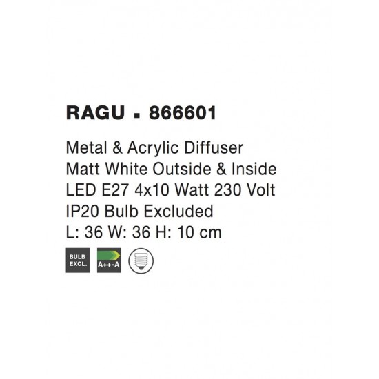 Plafoniera RAGU Nova Luce Modern, E27, 866604, Grecia