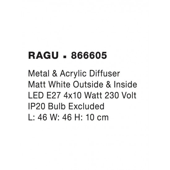 Plafoniera RAGU Nova Luce Modern, E27, 866605, Grecia
