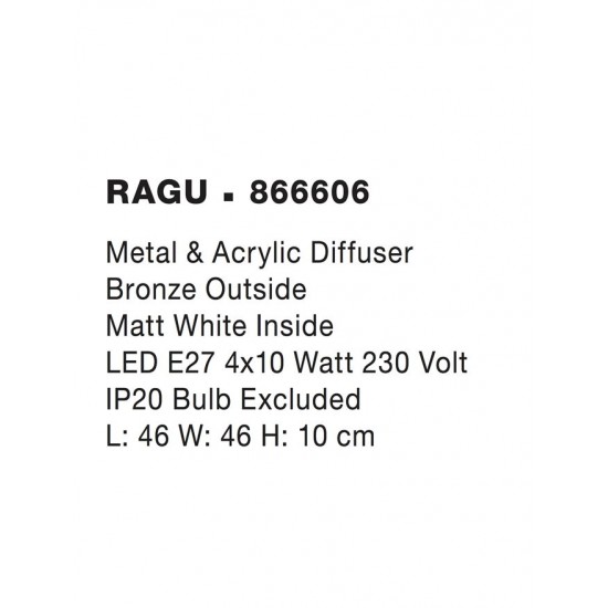 Plafoniera RAGU Nova Luce Modern, E27, 866606, Grecia