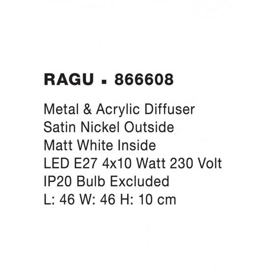 Plafoniera RAGU Nova Luce Modern, E27, 866608, Grecia
