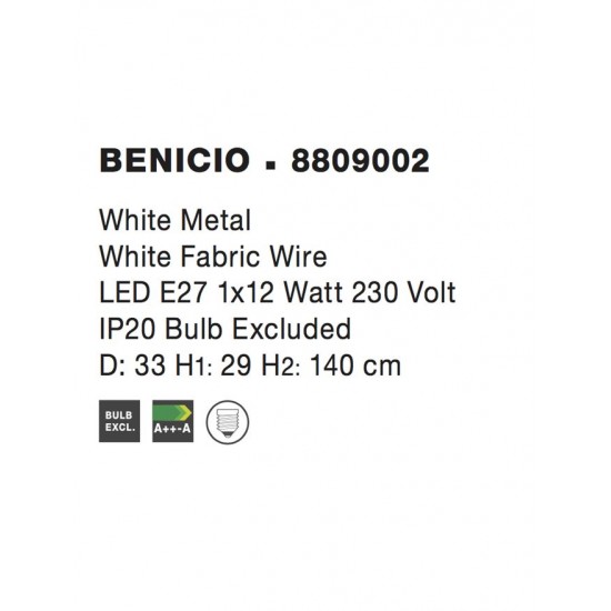 Pendul BENICIO Nova Luce Modern, E27, 8809002, Grecia