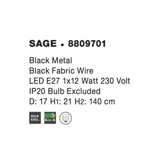Pendul SAGE Nova Luce Modern, E27, 8809701, Grecia