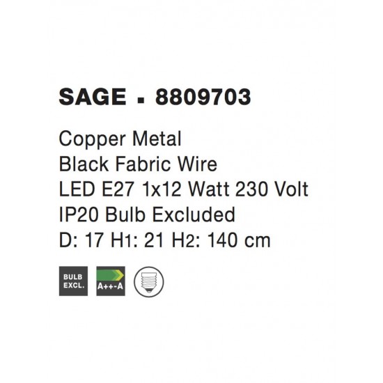 Pendul SAGE Nova Luce Modern, E27, 8809703, Grecia