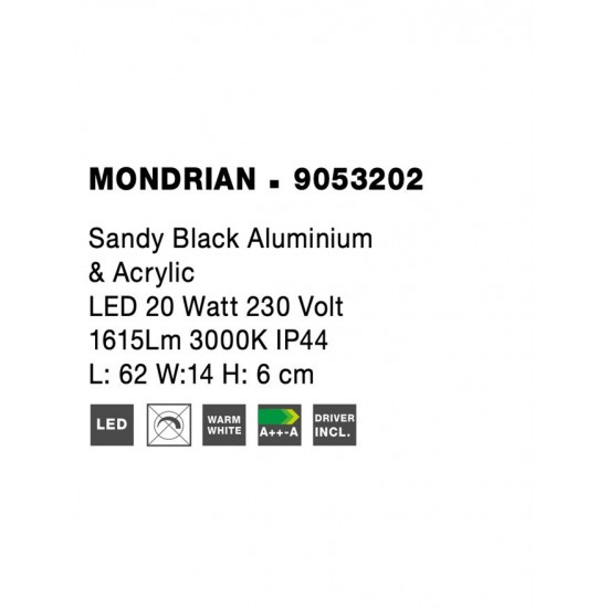 Aplica Baie MONDRIAN Nova Luce Modern, Led, 9053202, Grecia