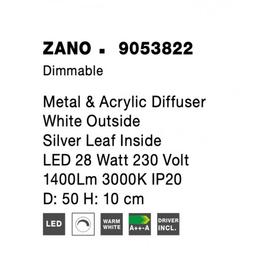 Plafoniera ZANO Nova Luce Modern, Led, 9053822, Grecia