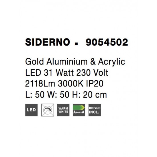 Plafoniera SIDERNO Nova Luce Modern, Led, 9054502, Grecia