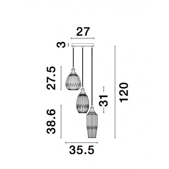 Suspensie ZARLEY Nova Luce Modern, E27, 9066031, Grecia