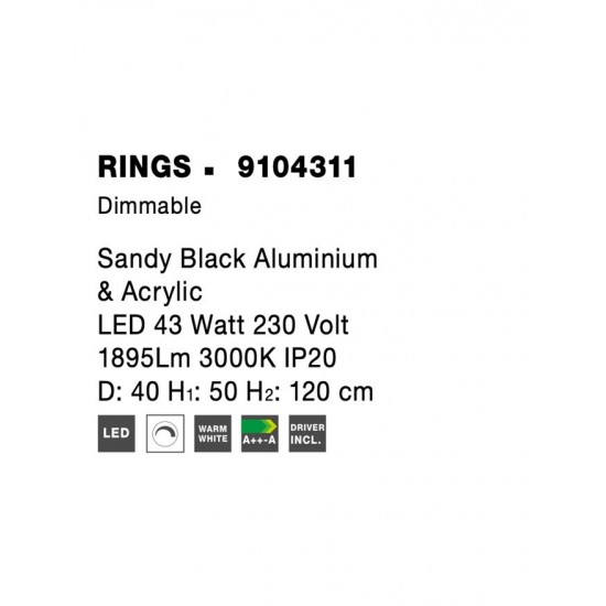 Suspensie RINGS Nova Luce Modern, Led, 9104311, Grecia