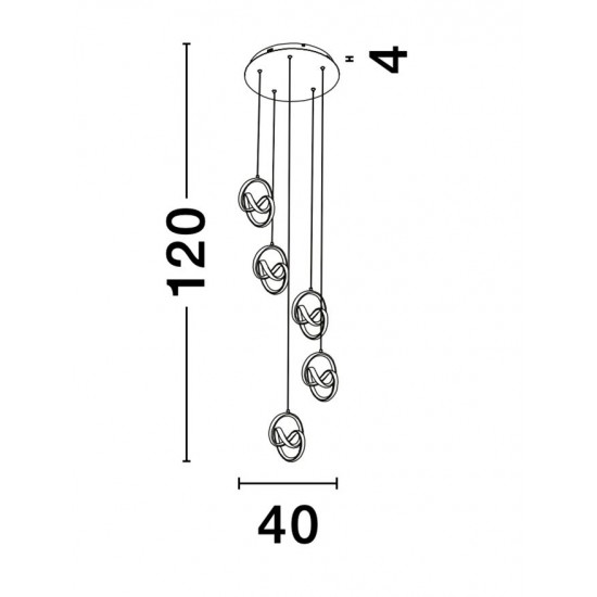 Suspensie RINGS Nova Luce Modern, Led, 9104351, Grecia