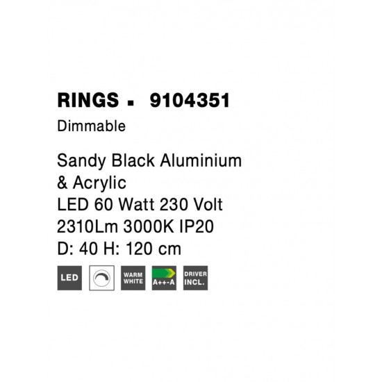 Suspensie RINGS Nova Luce Modern, Led, 9104351, Grecia