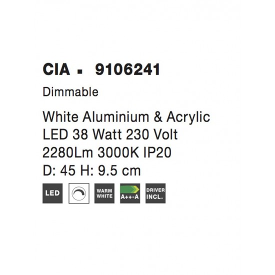 Plafoniera CIA Nova Luce Modern, Led, 9106241, Grecia