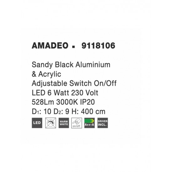 Suspensie AMADEO Nova Luce Modern, Led, 9118106, Grecia