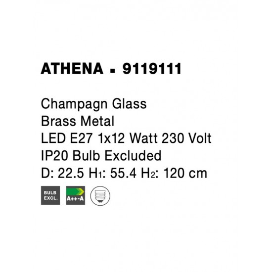 Pendul ATHENA Nova Luce Modern, E27, 9119111, Grecia
