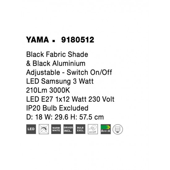 Aplica de Citit YAMA Nova Luce Modern, E27/Led, 9180512, Grecia