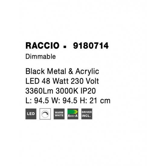 Lustra Plafon RACCIO Nova Luce Modern, Led, 9180714, Grecia