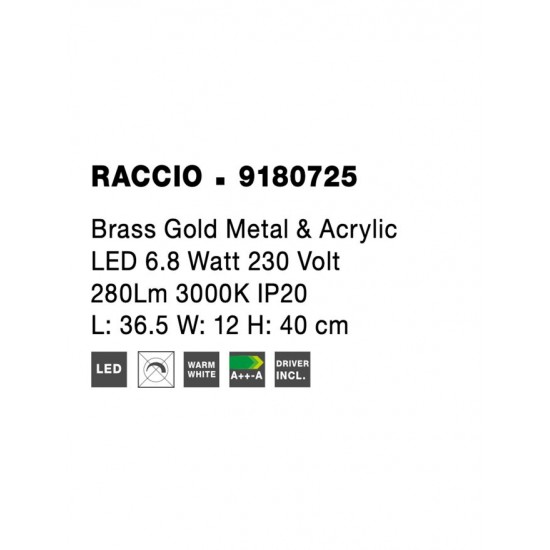 Veioza RACCIO Nova Luce Modern, Led, 9180725, Grecia