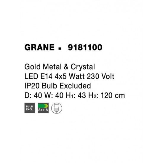 Candelabru GRANE Nova Luce Modern, E14, 9181100, Grecia