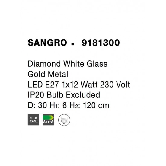 Pendul SANGRO Nova Luce Modern, E27, 9181300, Grecia