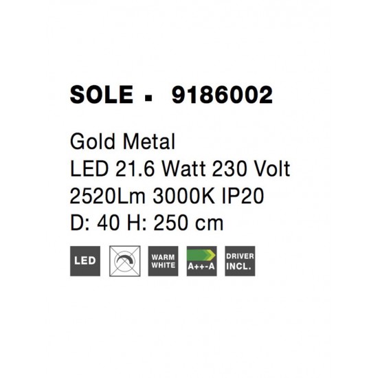 Pendul SOLE Nova Luce Modern, Led, 9186002, Grecia