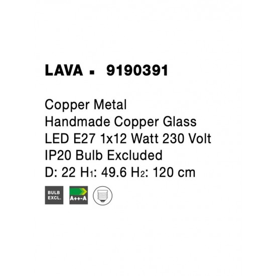 Pendul LAVA Nova Luce Modern, E27, 9190391, Grecia