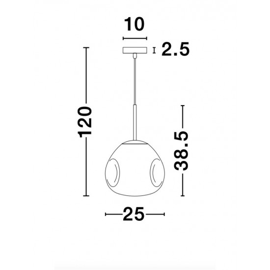 Pendul LAVA Nova Luce Modern, E27, 9190401, Grecia