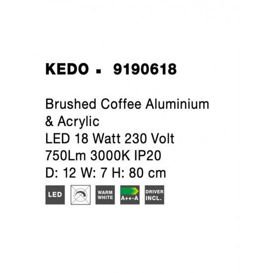 Aplica KEDO Nova Luce Modern, Led, 9190618, Grecia