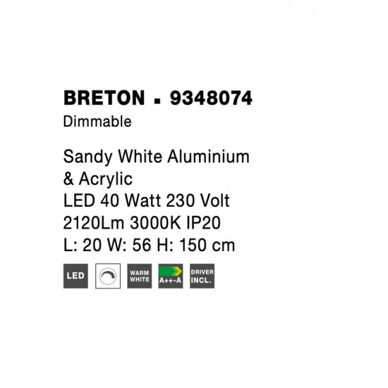 Lampadar Tehnic BRETON Nova Luce Modern, Led, 9348074, Grecia