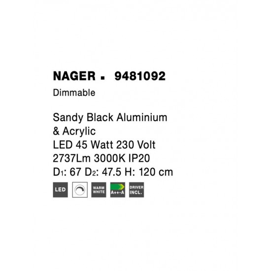 Suspensie NAGER Nova Luce Modern, Led, 9481092, Grecia