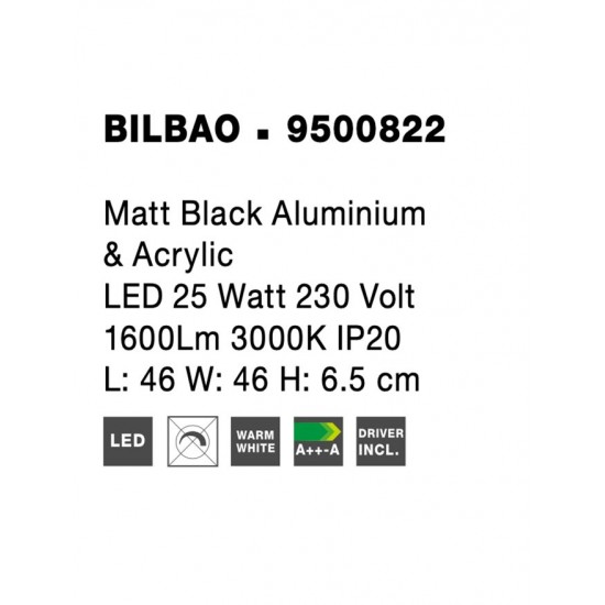 Lustra Plafon BILBAO Nova Luce Modern, Led, 9500822, Grecia