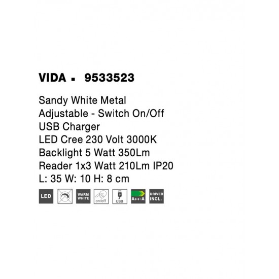 Aplica Tehnica VIDA Nova Luce Modern, Led, 9533523, Grecia