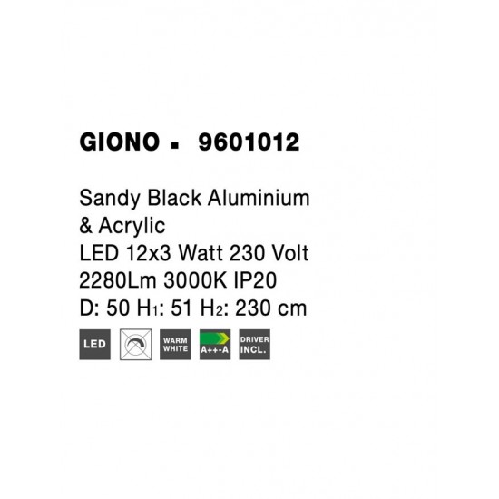 Suspensie Tehnica GIONO Nova Luce Modern, Led, 9601012, Grecia
