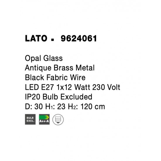 Pendul LATO Nova Luce Modern, E27, 9624061, Grecia
