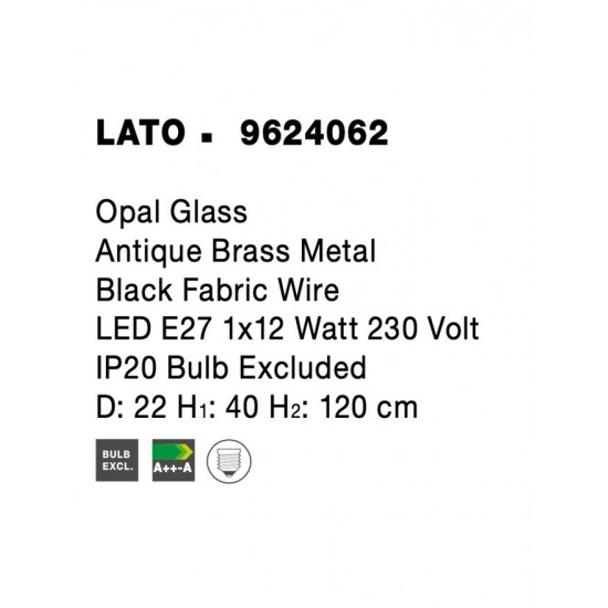 Pendul LATO Nova Luce Modern, E27, 9624062, Grecia