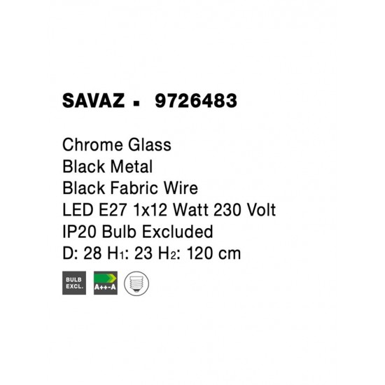 Pendul SAVAZ Nova Luce Modern, E27, 9726483, Grecia