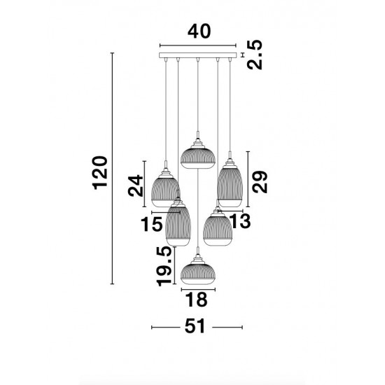 Suspensie MOND Nova Luce Modern, E14, 9731215, Grecia