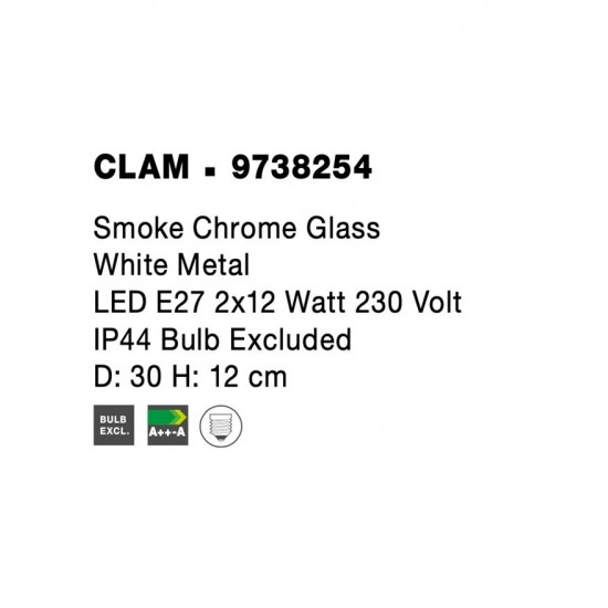 Plafoniera CLAM Nova Luce Modern, E27, 9738254, Grecia