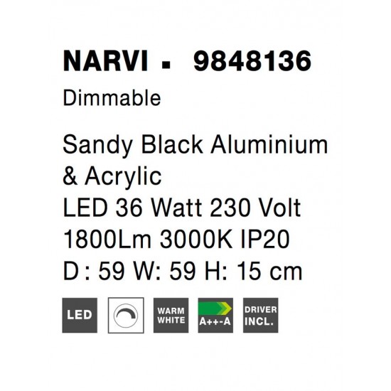 Lustra Plafon NARVI Nova Luce Modern, Led, 9848136, Grecia