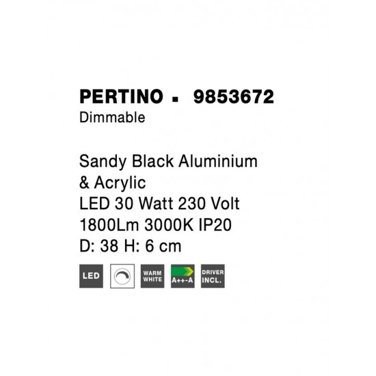 Plafoniera Tehnica PERTINO Nova Luce Modern, Led, 9853672, Grecia