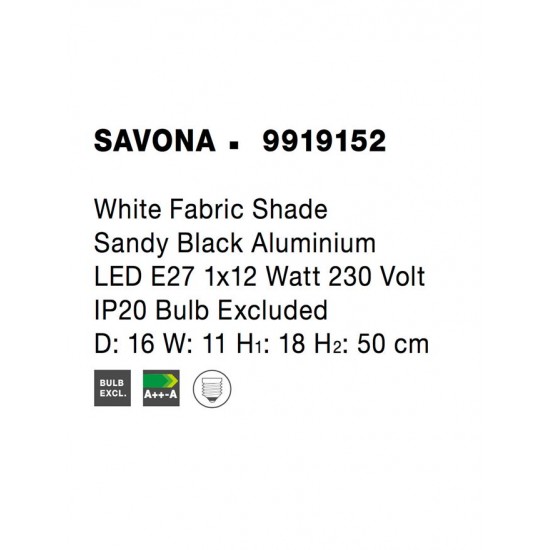 Veioza SAVONA Nova Luce Modern, E27, 9919152, Grecia